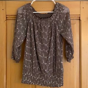 INC International Concepts 3/4 sleeve blouse grey and silver size Petite Small